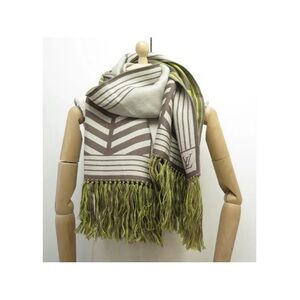 Louis Vuitton Brown & Green Chevron Wool Scarf